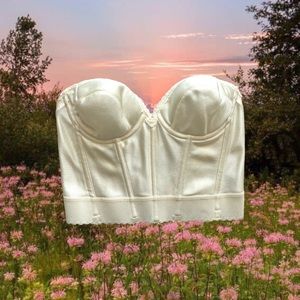 Classic Vintage 90s Cream Beige Strapless Fairy Coquette Cropped Bustier Corset